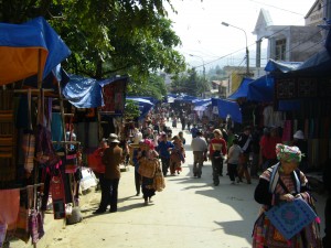 The main street leading to the market