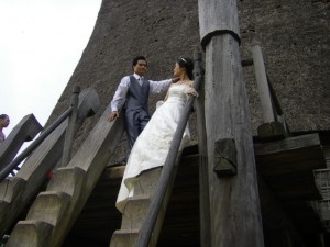 Perched at the entrance to a traditional meeting house