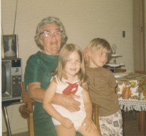 My paternal grandmother and my two oldest children (her great-grandchildren) 1973