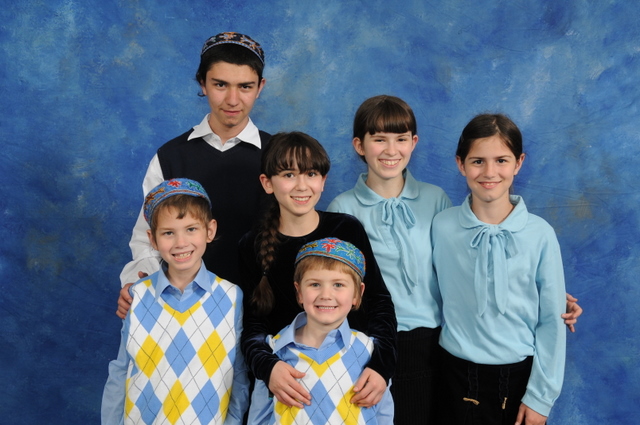 Left to right: Elihu, Tzvi, Avital, Amiel, Elisheva, Dina